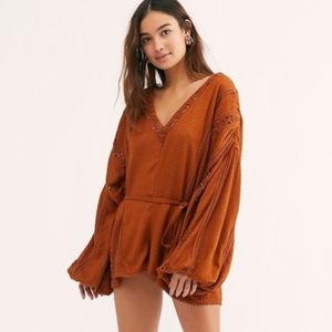 FREE PEOPLE Rust Orange Mean It Romper M/L